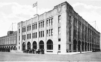 A historic photo, showing the building from Fort and second streets