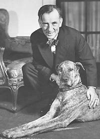 Edgar A. Guest with his dog, Bismarck, in 1938