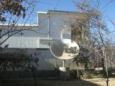 Satellite dish serving a Kabul NGO, photo by AKTC